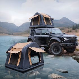 Foldable 2-3 People Amphibious Inflatable Car Roof Top Tent for camping Outdoor Glamping Camping Tent for SUV,Truck( Without Ladder, Two-tone Sty