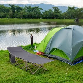 Folding Camping Cots for Adults with Carry Bags, Side Pockets, Outdoor Portable Sleeping Bed for Travel Camp Vocation, Grey