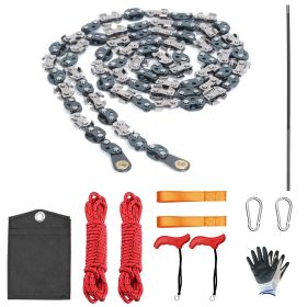 55in 68 Sharp Teeth Hand Rope Chainsaw Kit Blades on Both Side High Tree Limb Rope Saw with 196in Ropes Folding Pocket Chainsaw Carabiner Glove W