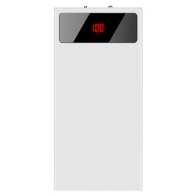 1Pc 20000mAh Power Bank Ultra-thin Phone Charger Dual USB Port Flashlight Battery Remain Display (Color: Silver)